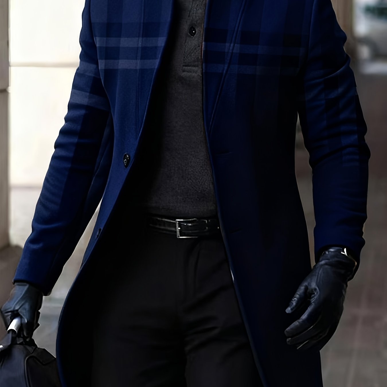 Men's Winter Windbreaker Jacket Stand Collar Coat Button Closure Machine Washable Outerwear Random Print