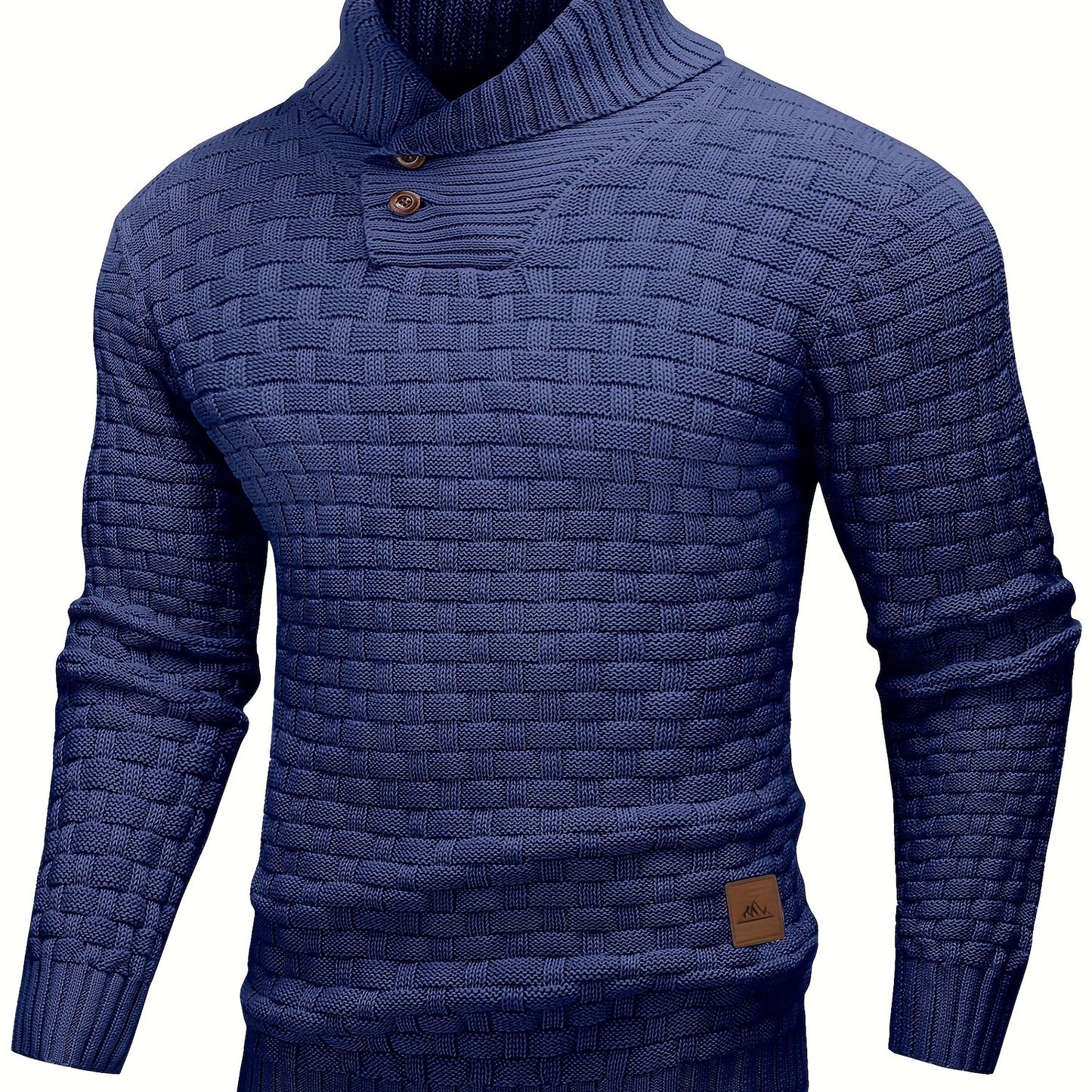 Mens Waffle Knit Sweater Coat With Lapel Collar Button Up For Office And Business Casual Wear
