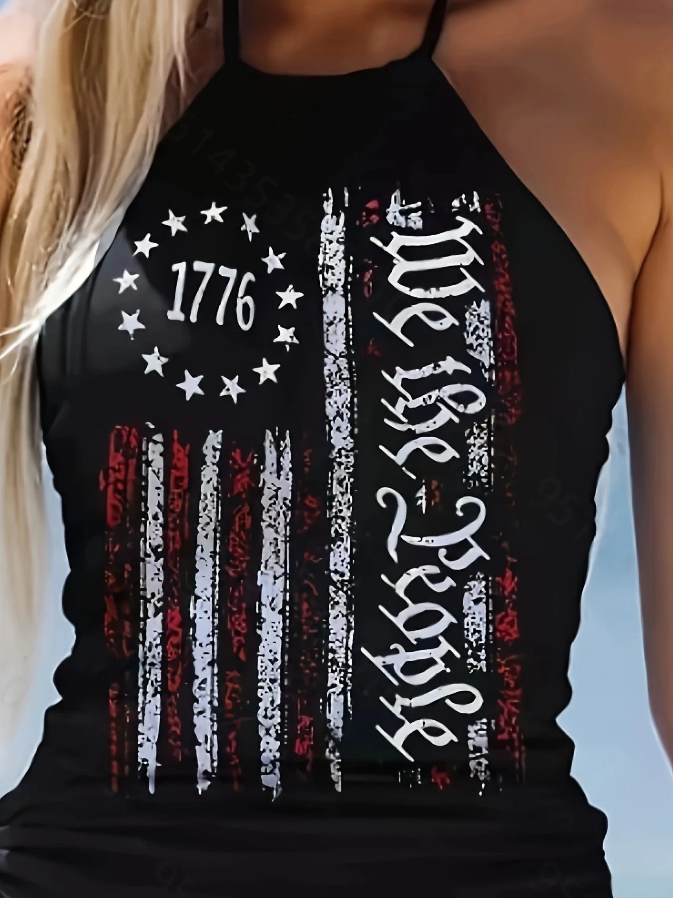 Women's Patriotic Tankini Swimsuit with Flattering High Neck Design - Ky Ky Kiwi