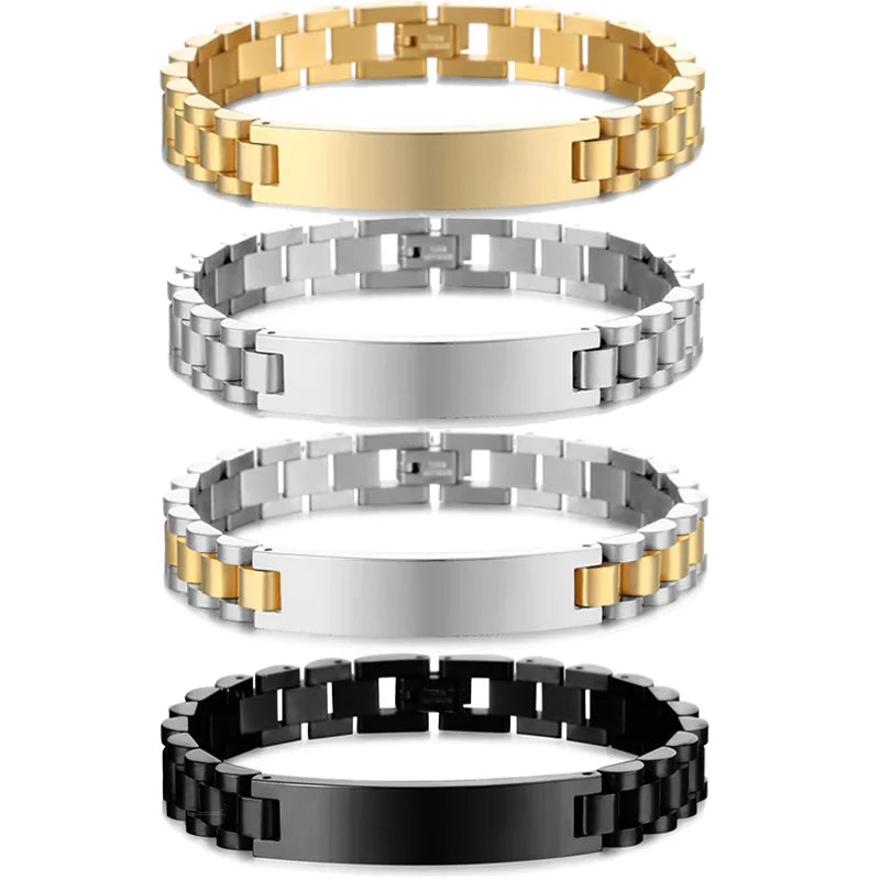 Personalized Nameplate Bracelets for Couples in Stainless Steel - Ky Ky Kiwi