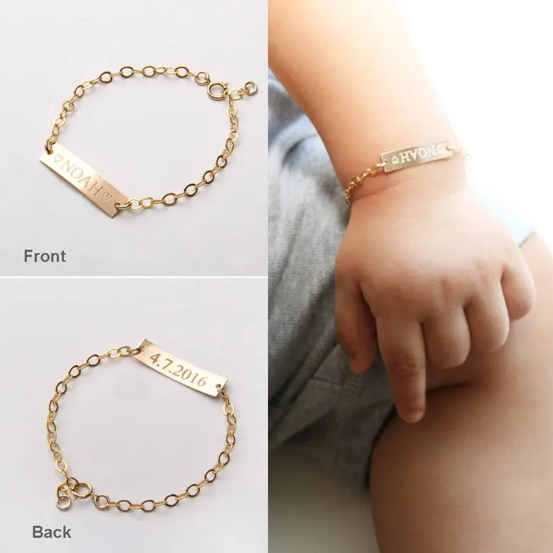 Personalized Gold Baby Name Bracelet for Kids and Toddlers - Ky Ky Kiwi