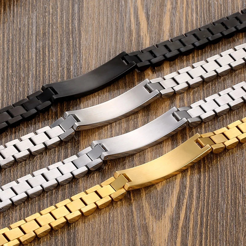 Personalized Nameplate Bracelets for Couples in Stainless Steel - Ky Ky Kiwi