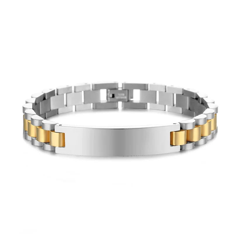 Personalized Nameplate Bracelets for Couples in Stainless Steel - Ky Ky Kiwi