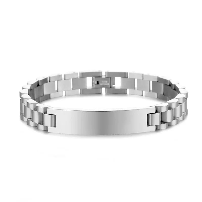 Personalized Nameplate Bracelets for Couples in Stainless Steel - Ky Ky Kiwi