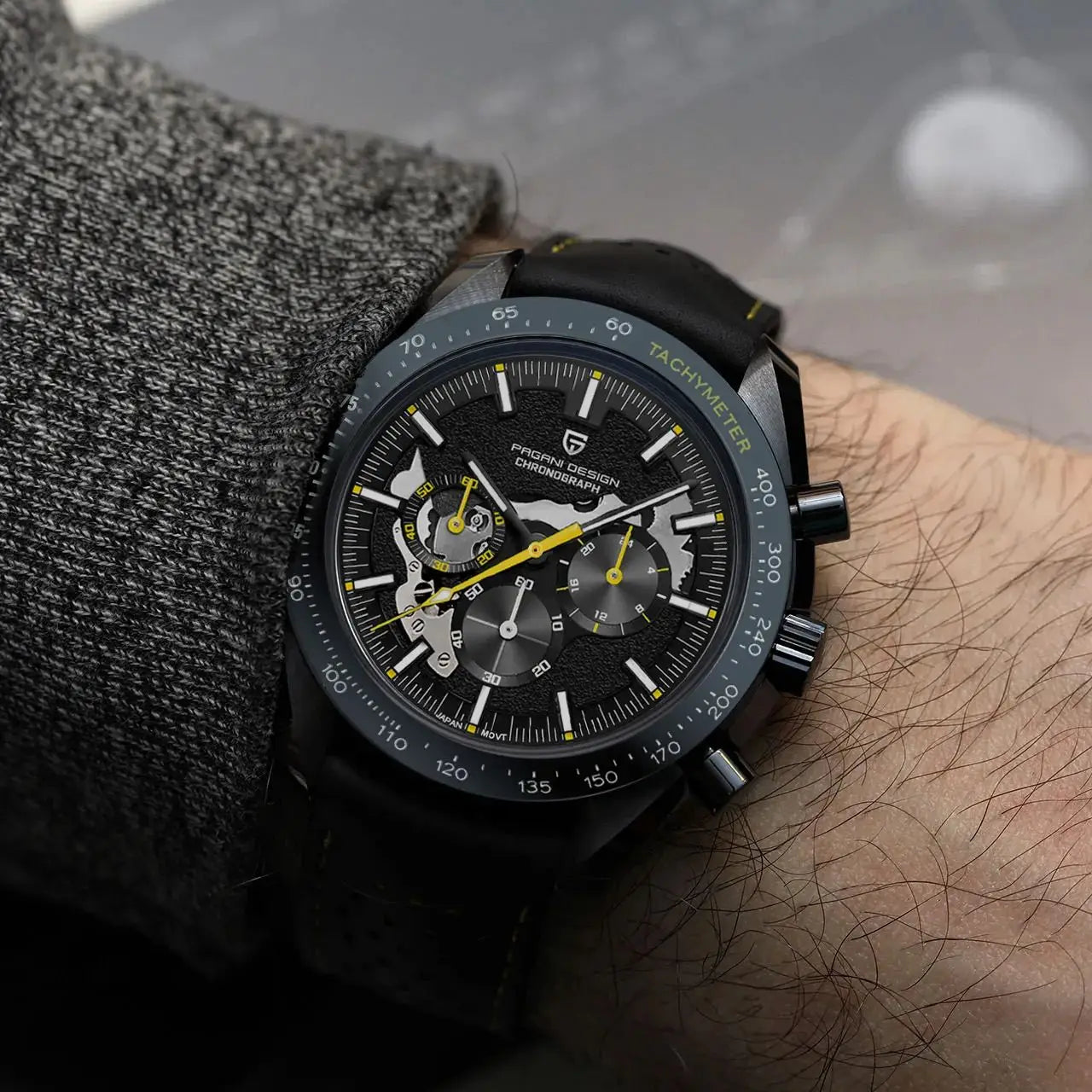 PAGANI DESIGN 2024 New Moon Dark Men's Watches Luxury Quartz Watch Men Skeleton Sport Chronograph AR Sapphire glass Wrist Watch