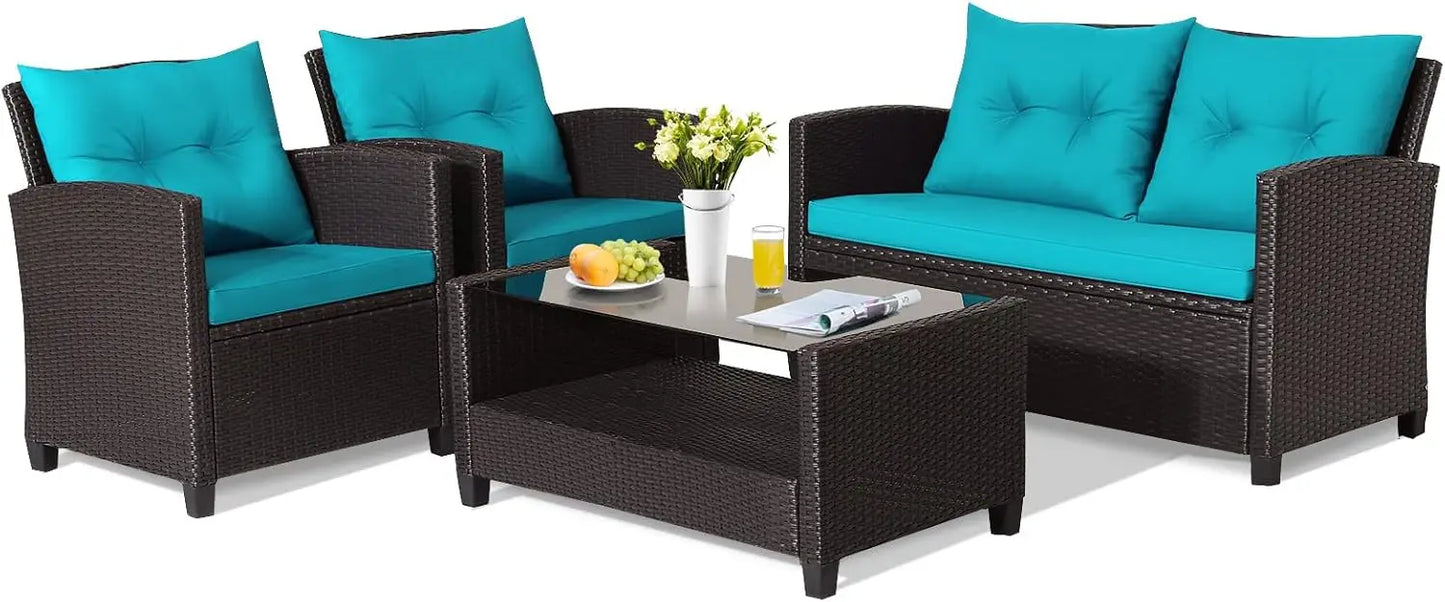 Outdoor PE Rattan Patio Furniture Set with Coffee Table - Ky Ky Kiwi