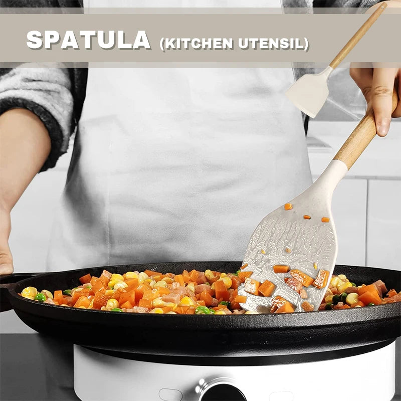 12pcs Silicone Kitchenware Cooking Utensils Set Non Stick Cookware Spatula Shovel Egg Beaters Baking Set with Storage Bucket