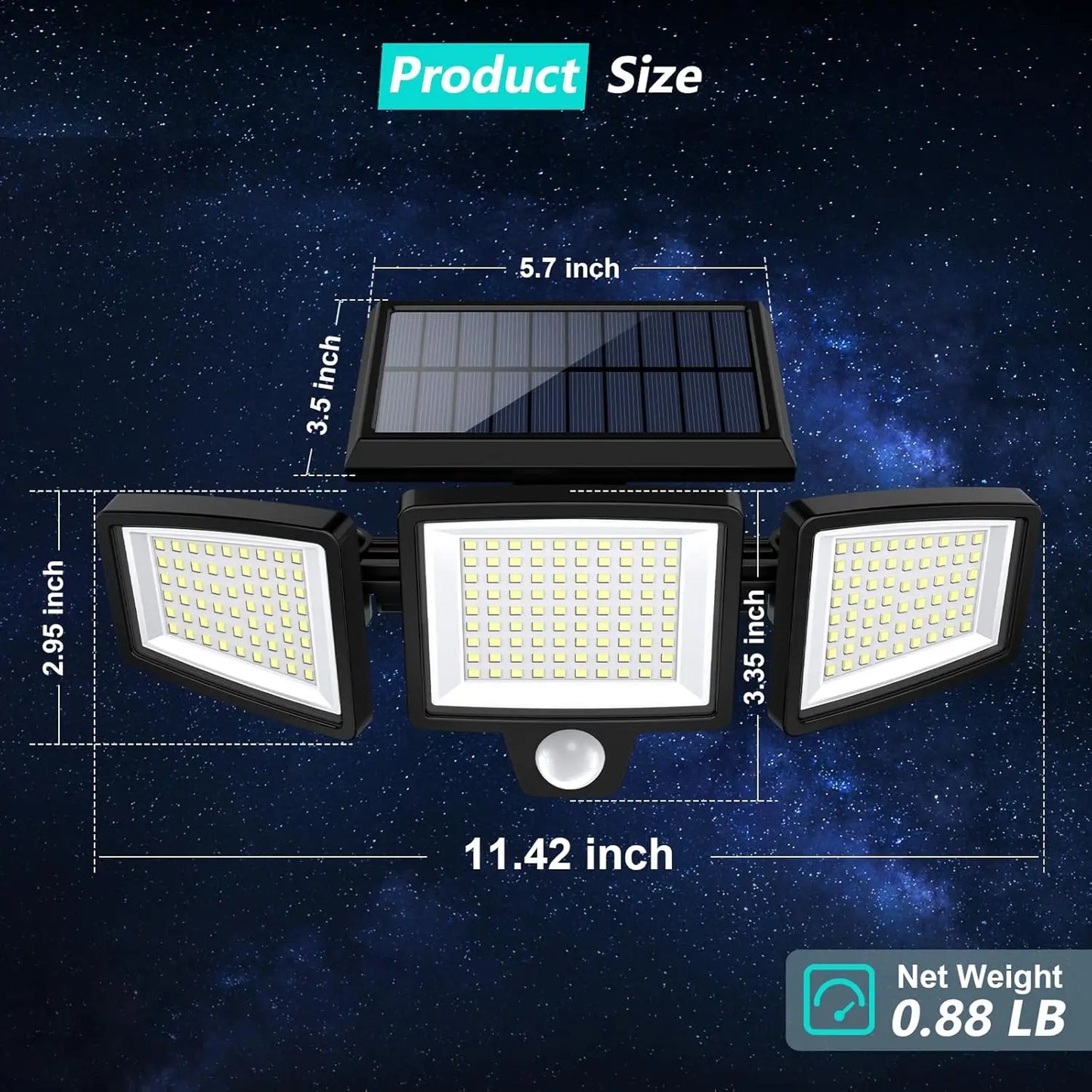 Outdoor Solar Motion Sensor Triple Head Security Light - Ky Ky Kiwi