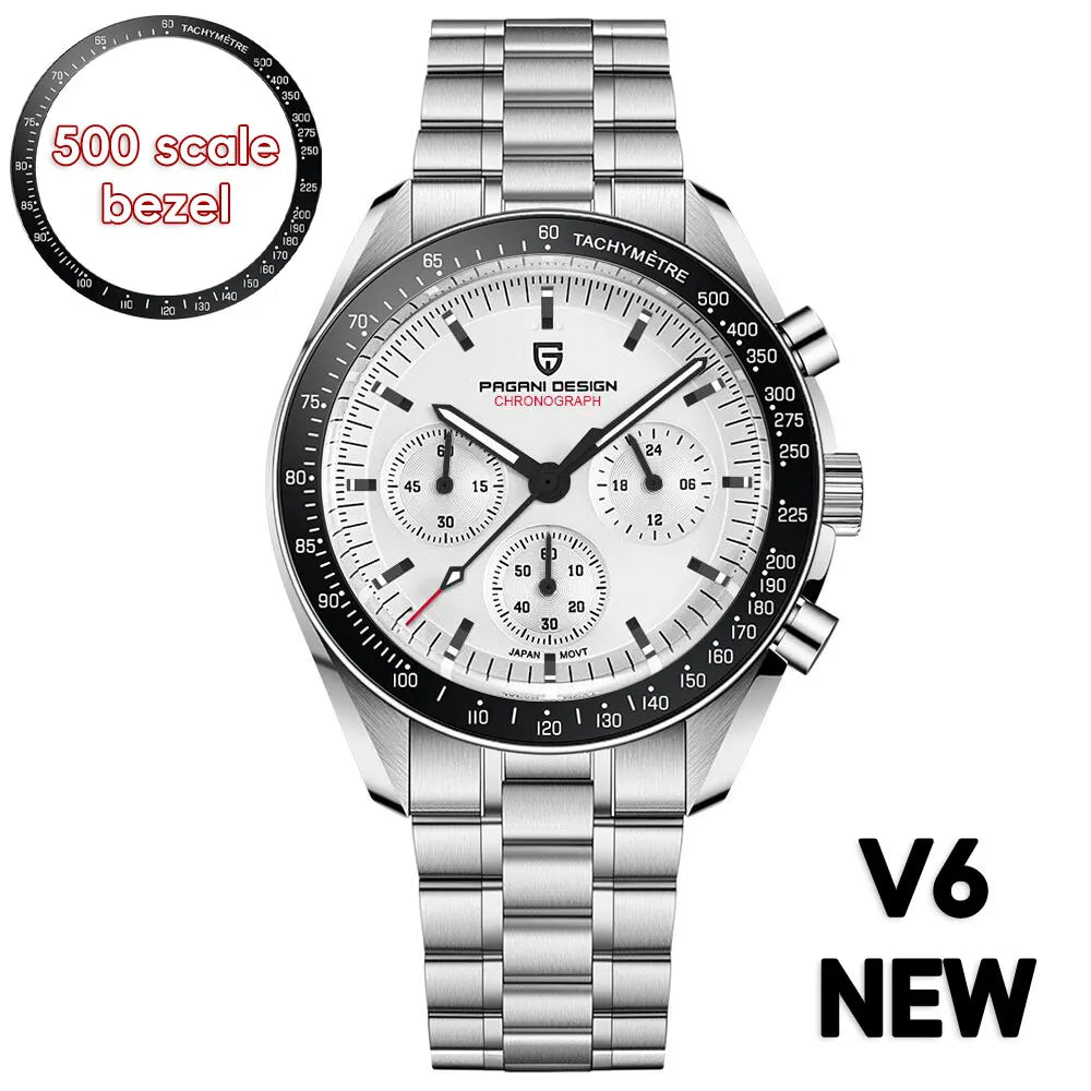 PAGANI DESIGN 2025 New Moon Men's Watches Luxury Quartz Watch For Men AR Sapphire Glass 100M Waterproof Wristwatch Chronograph