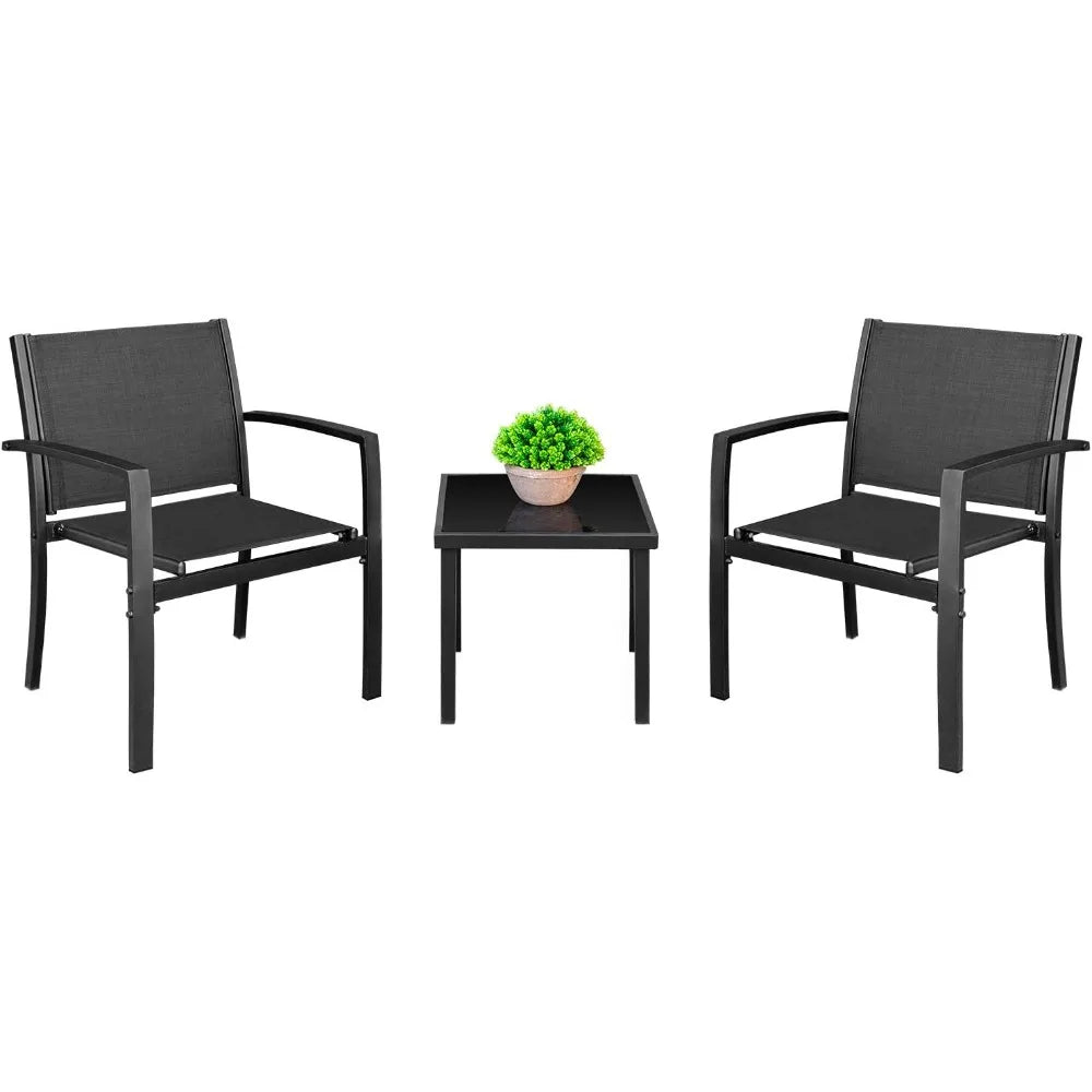 Modern Outdoor Patio Conversation Bistro Set with Coffee Table - Ky Ky Kiwi