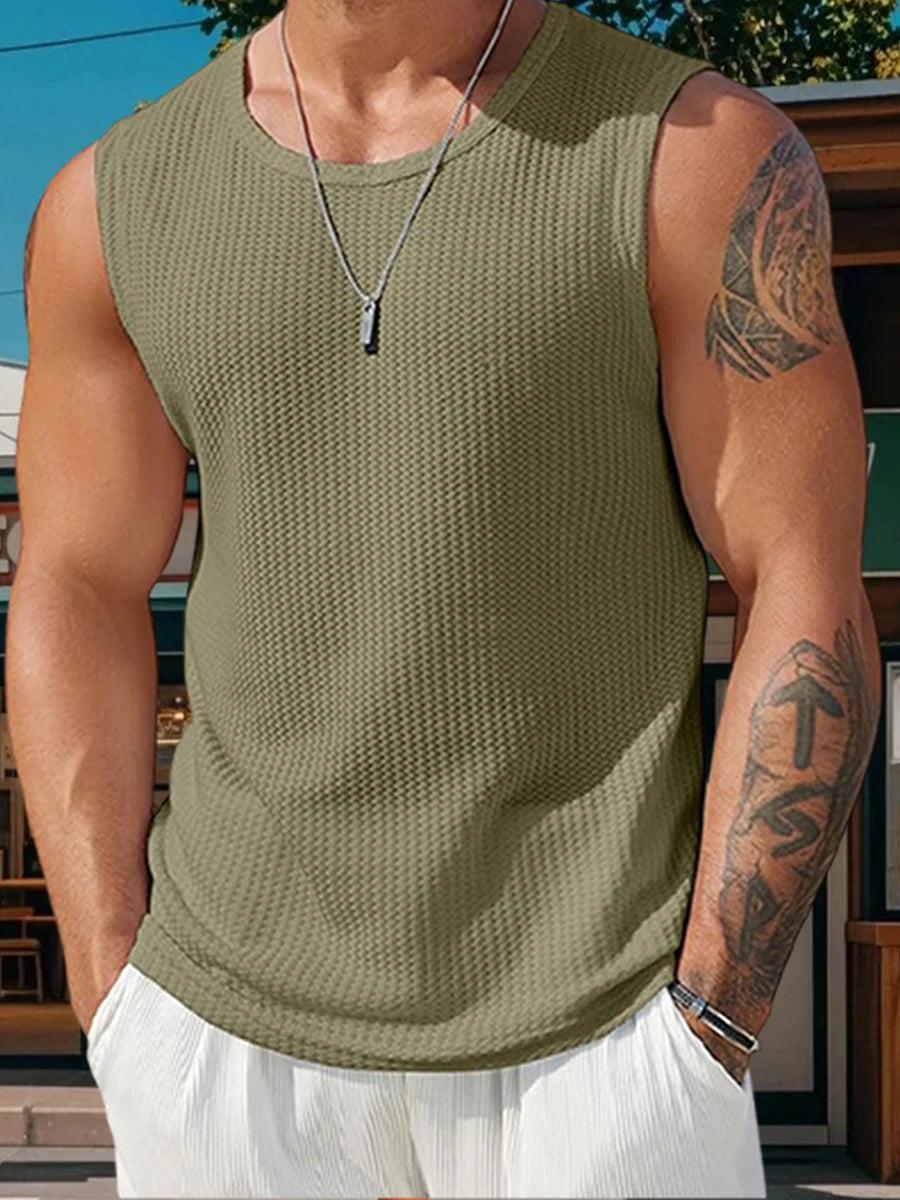 Men's Ribbed Knit Tank Tops for Casual Workout and Style - Ky Ky Kiwi