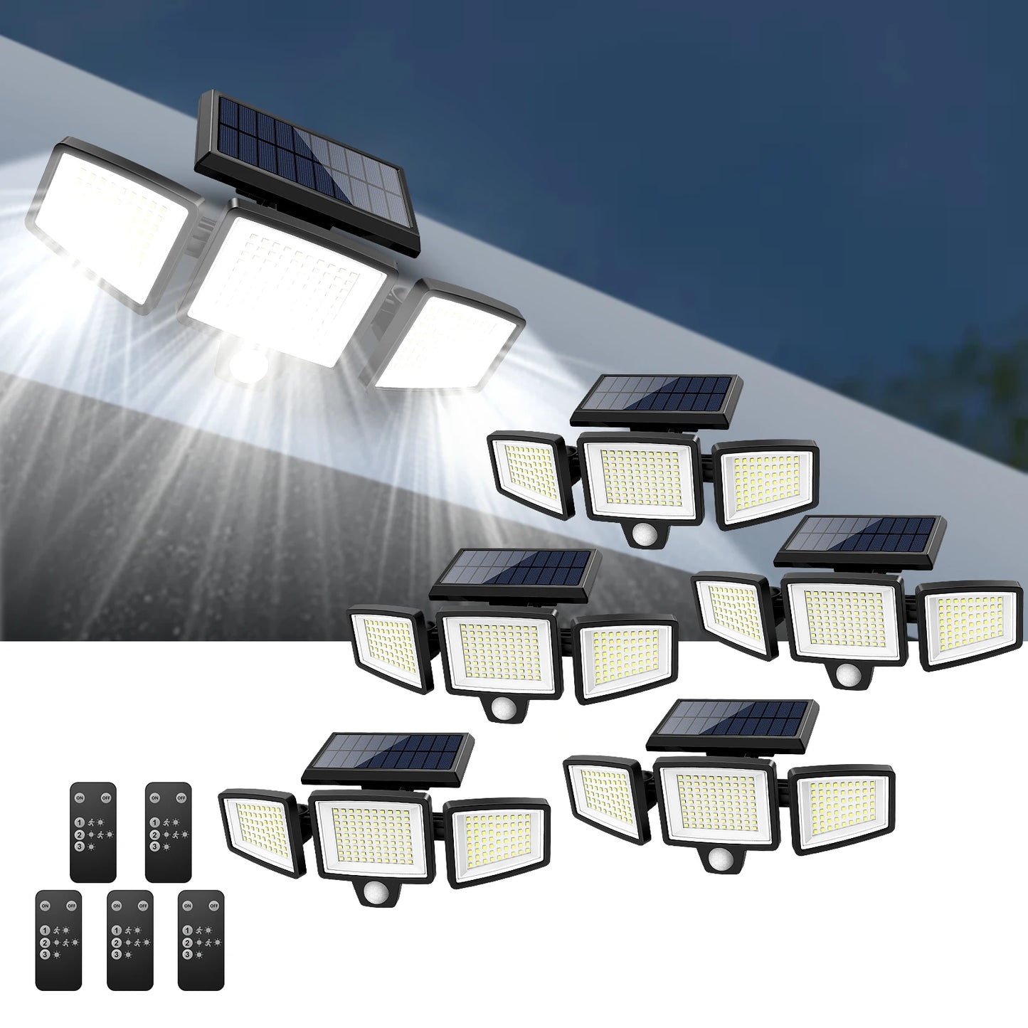 Outdoor Solar Motion Sensor Triple Head Security Light - Ky Ky Kiwi