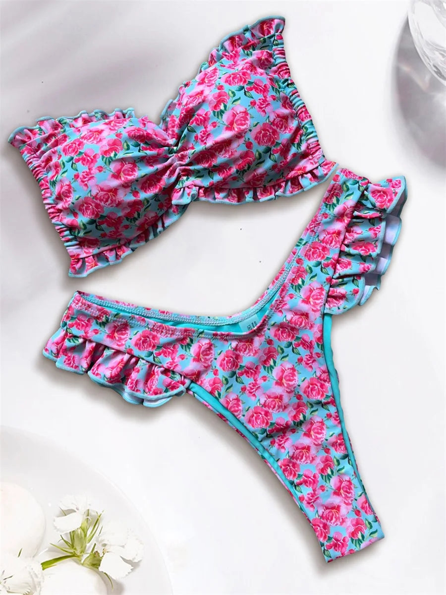 Stylish Women's Tropical Print Bikini Set for Summer Beach Fun - Ky Ky Kiwi