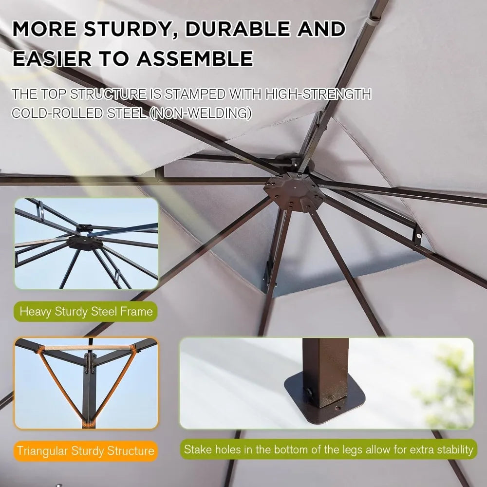 Sturdy Metal Outdoor Gazebo with Mosquito Netting and Canopy - Ky Ky Kiwi