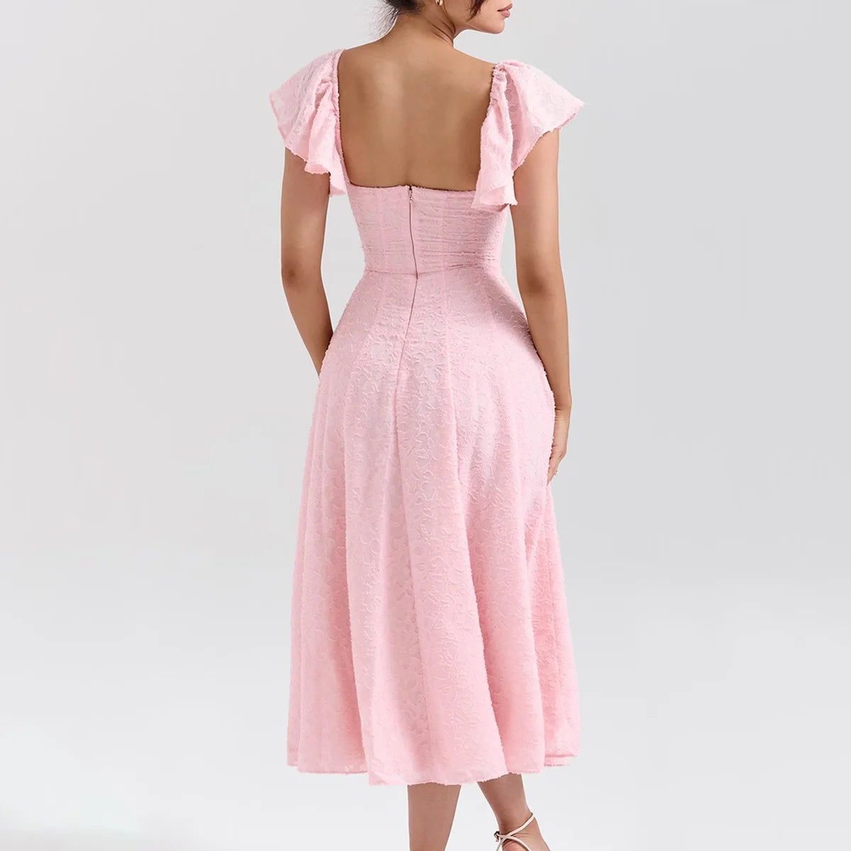Avrilyaan Short Puff Sleeves Off Shoulder Backless Sexy Dress Women 2025 Elegant Party Dress Jacquard Long Summer Dress Vestidos