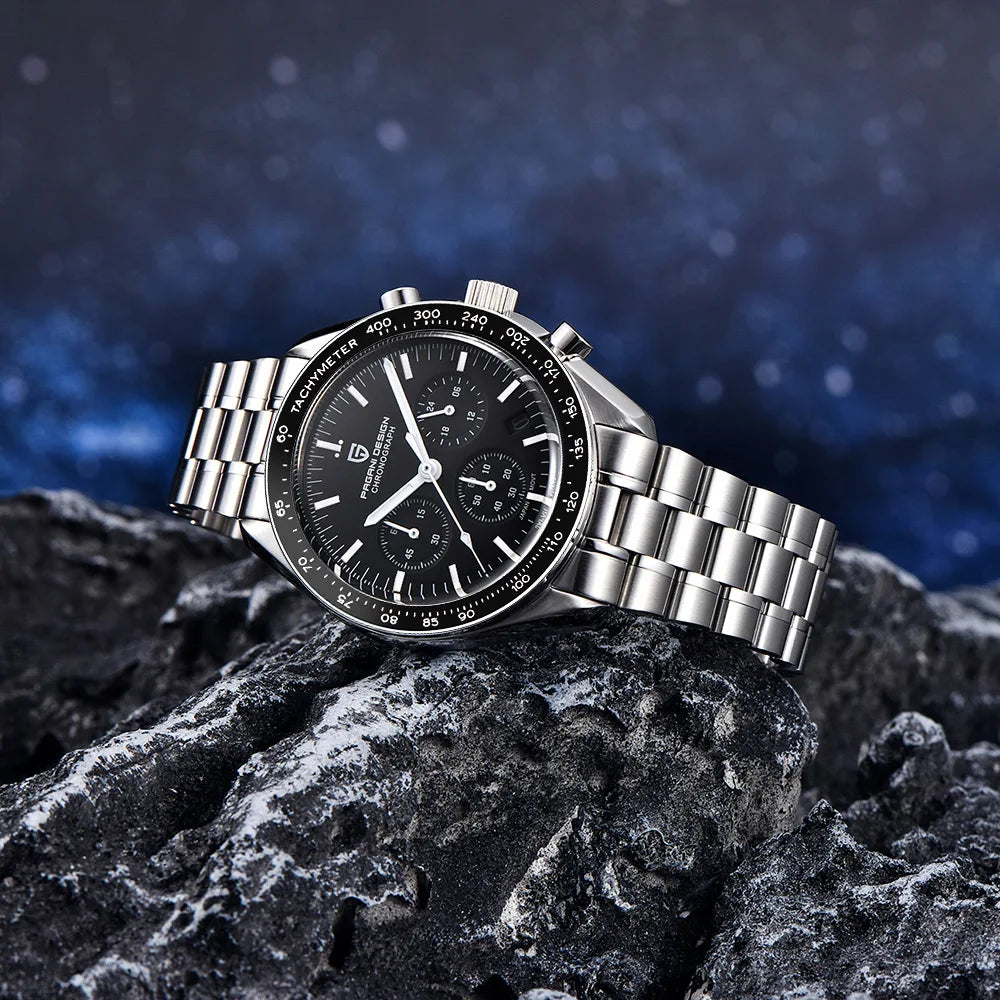 PAGANI DESIGN 2025 New Moon Men's Watches Luxury Quartz Watch For Men AR Sapphire Glass 100M Waterproof Wristwatch Chronograph