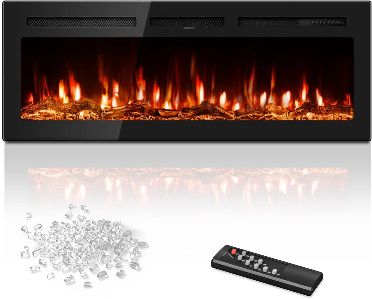 Electric Fireplace Wall Mounted with Remote Control and Heater - Ky Ky Kiwi