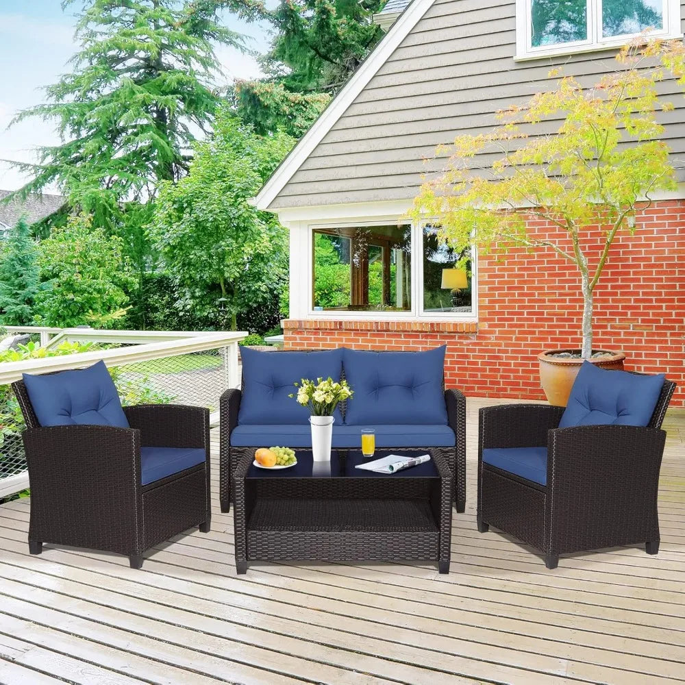 Outdoor PE Rattan Patio Furniture Set with Coffee Table - Ky Ky Kiwi