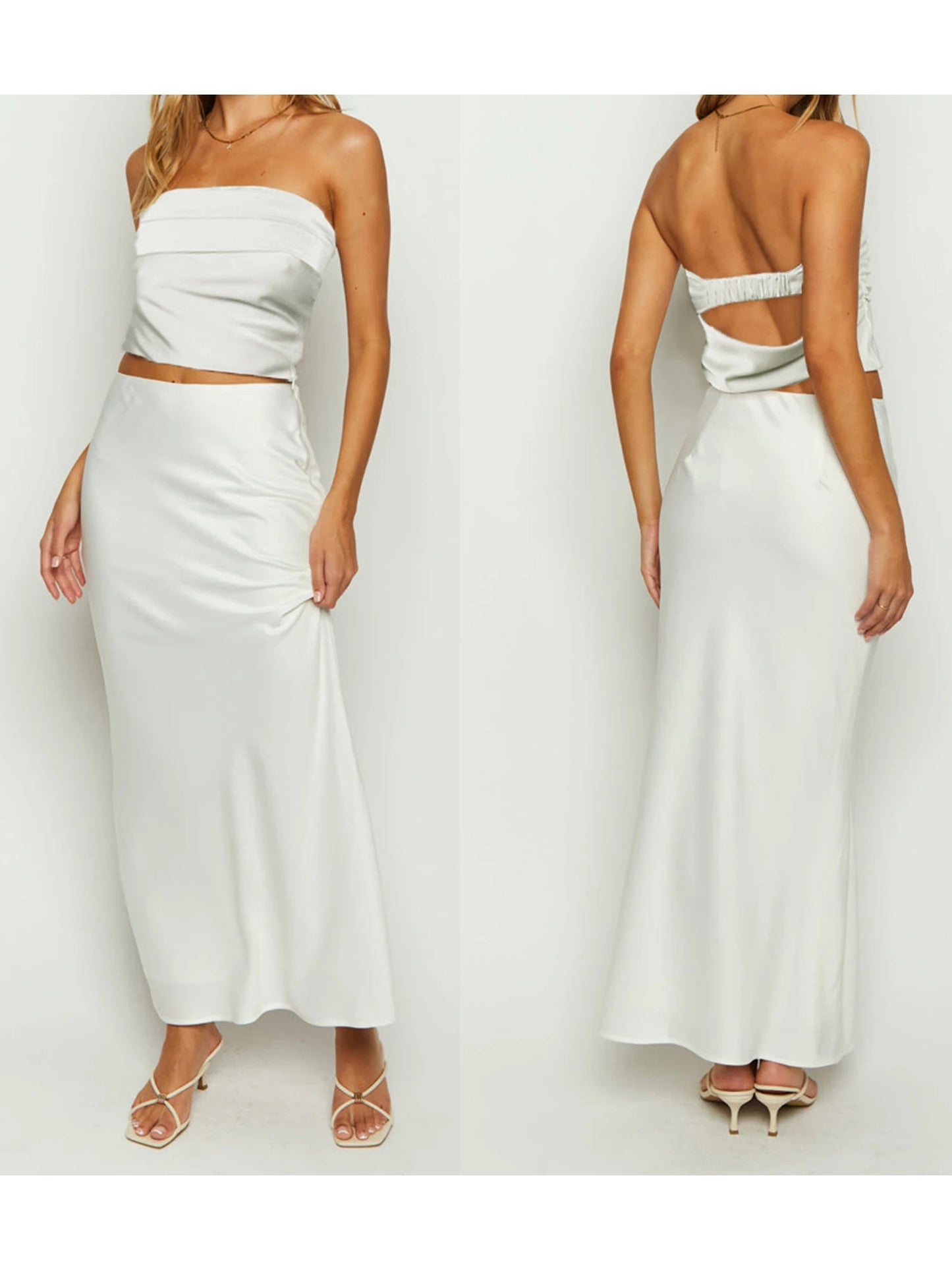 Elegant Floral Print Off-Shoulder Top and High Slit Maxi Skirt Set for Women s Summer Fashion Look