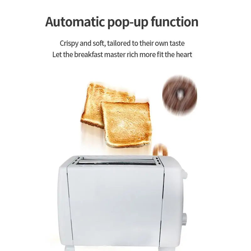 Automatic 2 Slices Toaster Removable Crumb Tray Electric Sandwich Breakfast Maker Pop Up 650W Kitchen Appliances