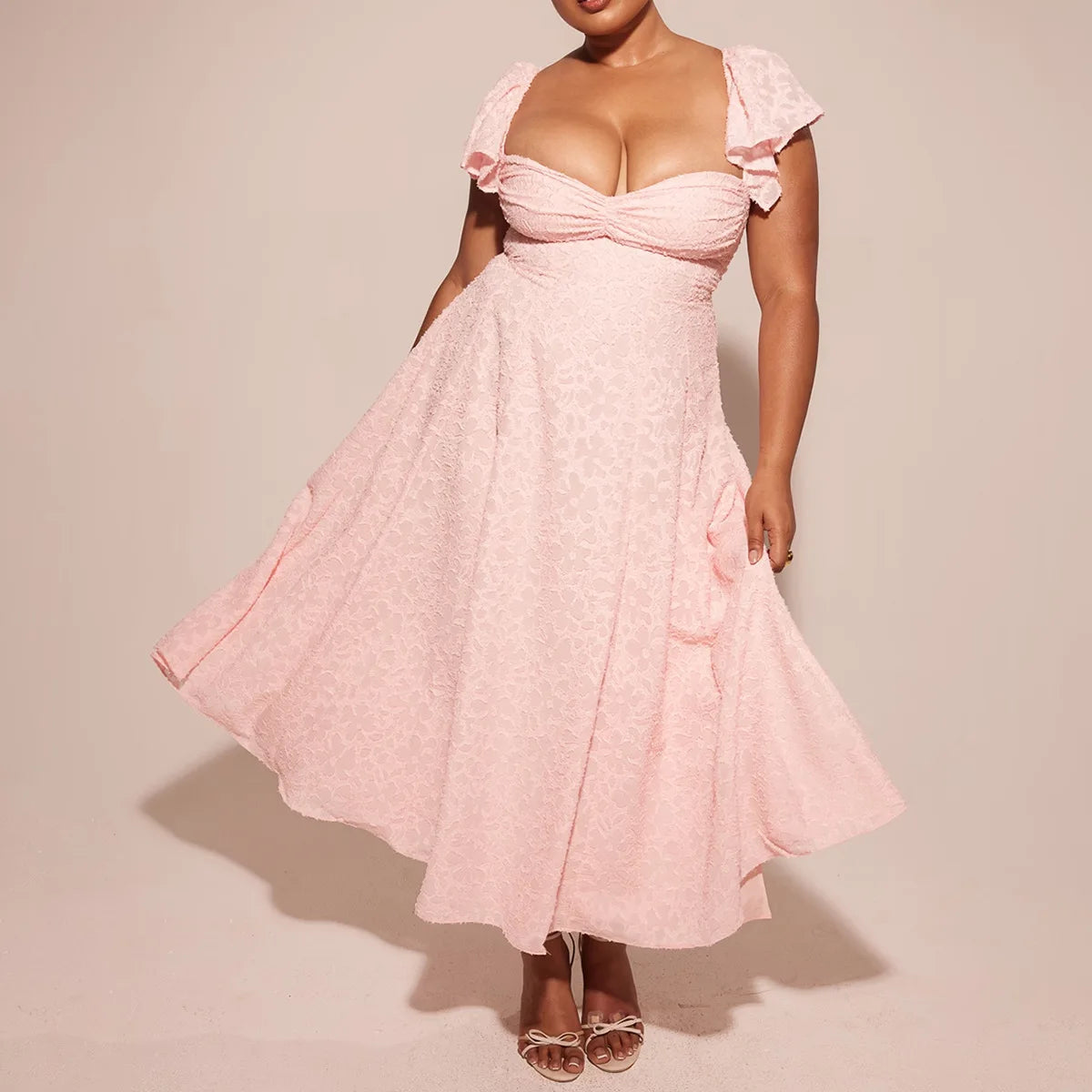 Avrilyaan Short Puff Sleeves Off Shoulder Backless Sexy Dress Women 2025 Elegant Party Dress Jacquard Long Summer Dress Vestidos
