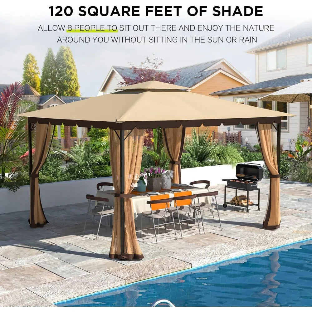 Outdoor Patio Gazebo with Mosquito Netting and Sturdy Frame - Ky Ky Kiwi