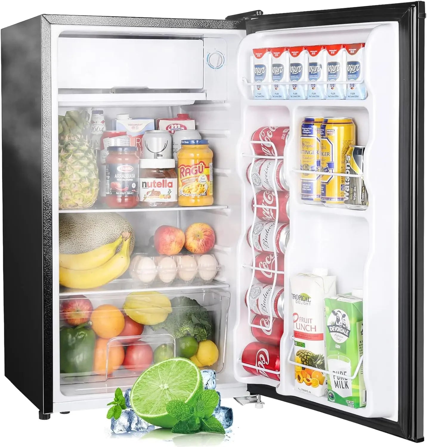 Upstreman 3.2 Cu.Ft Mini Fridge with Freezer, Single Door, Adjustable Thermostat, Refrigerator for Dorm, Office, Bedroom