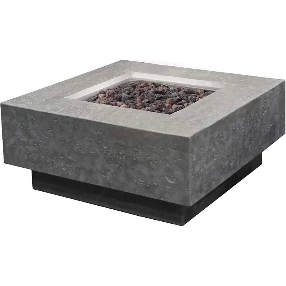 Modern Outdoor Concrete Fire Pit with Lava Rocks for Patio - Ky Ky Kiwi