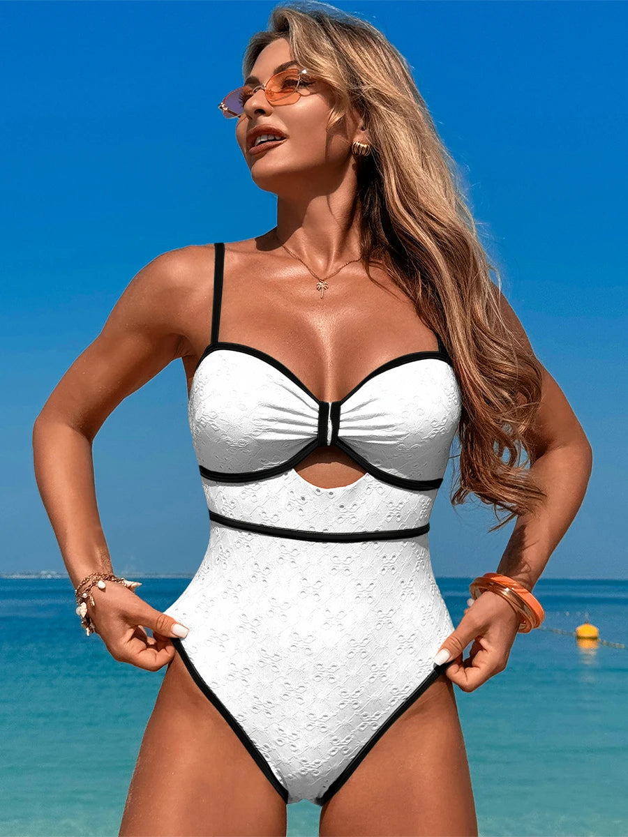 Sexy V Neck Ruffle Monokini Tummy Control Women's Swimwear - Ky Ky Kiwi
