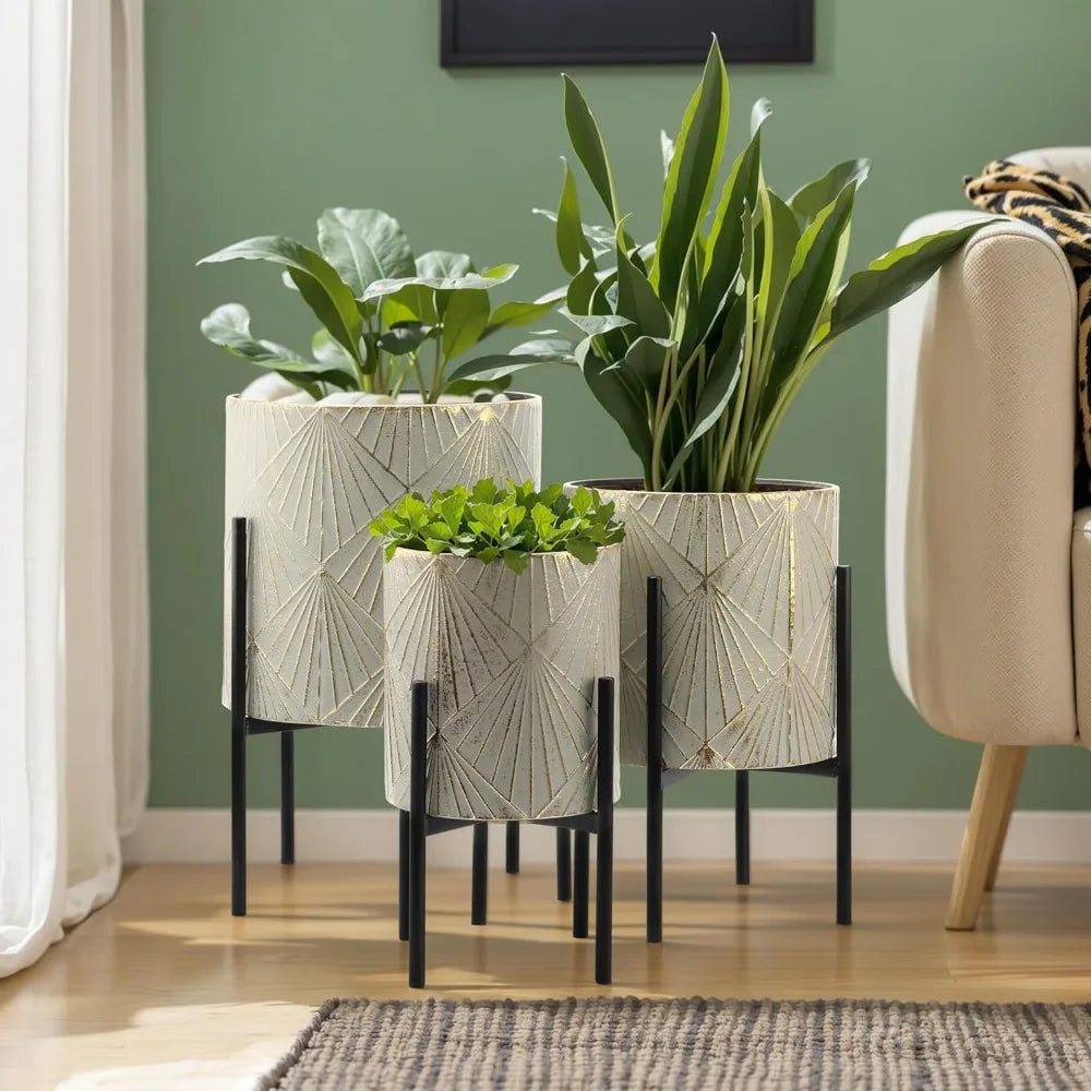 Modern Decorative Metal Planters Set for Indoor Plants - Ky Ky Kiwi
