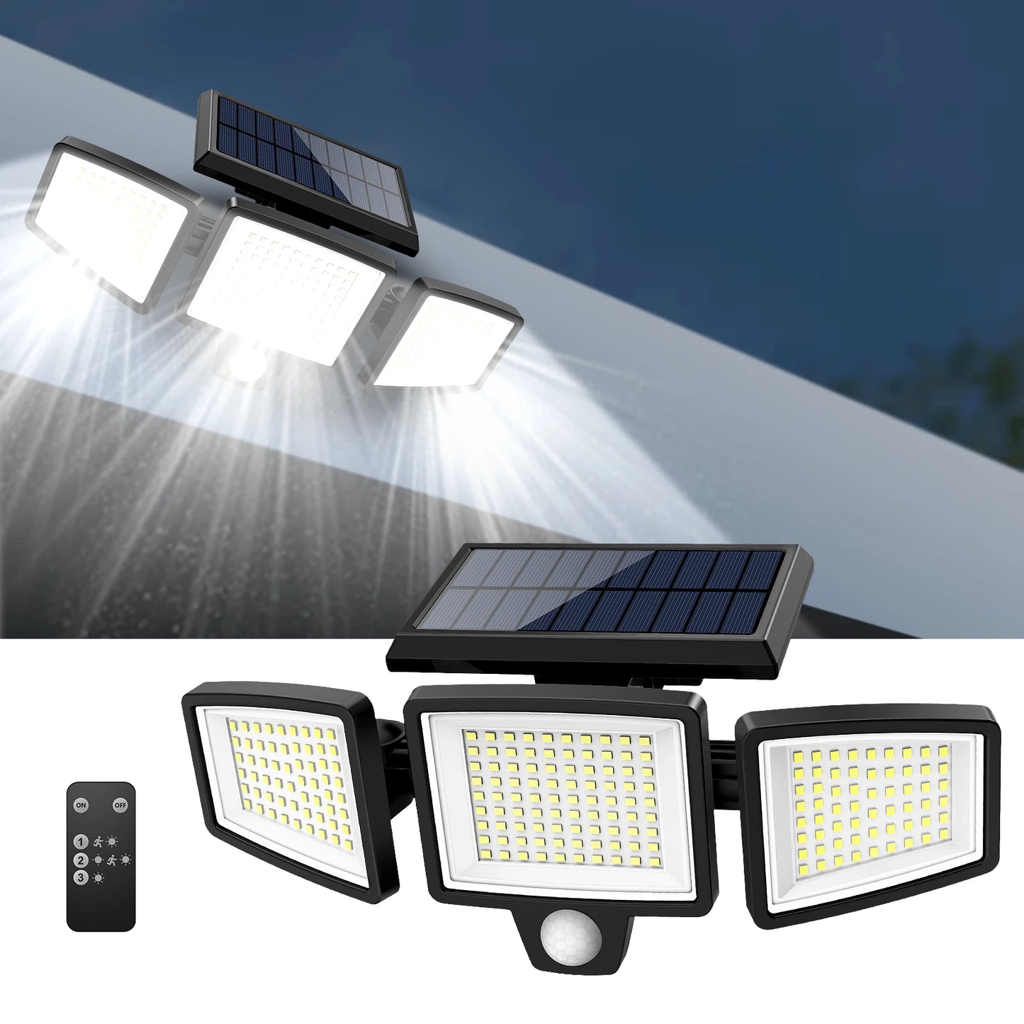 Outdoor Solar Motion Sensor Triple Head Security Light - Ky Ky Kiwi