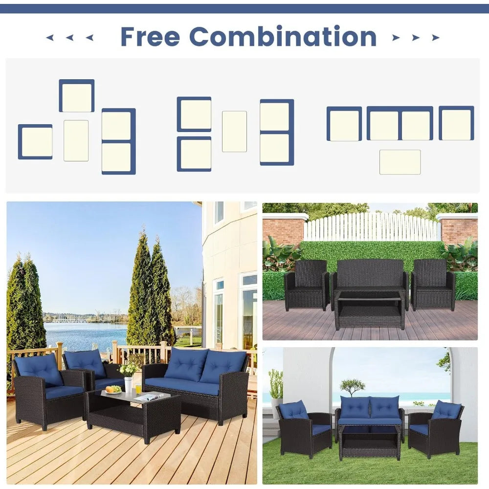 Outdoor PE Rattan Patio Furniture Set with Coffee Table - Ky Ky Kiwi