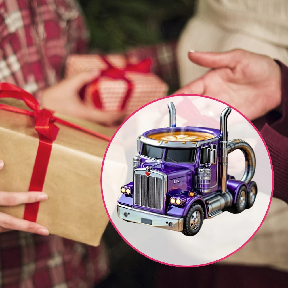 1PCS Creative Truck Design Coffee Mug 11 Ounces Semi-trailer Water Cup Desktop Home Kitchen Semi Truck Coffee Cup Ornament