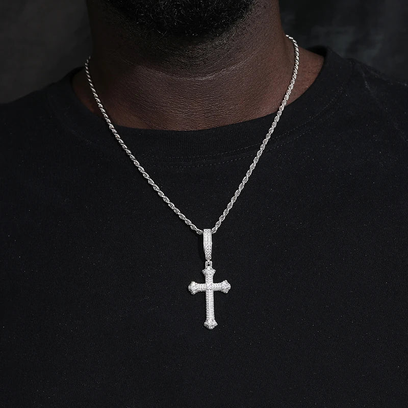 Unisex S925 Moissanite Cross Pendant Necklace for Hip Hop Style - Ky Ky Kiwi
