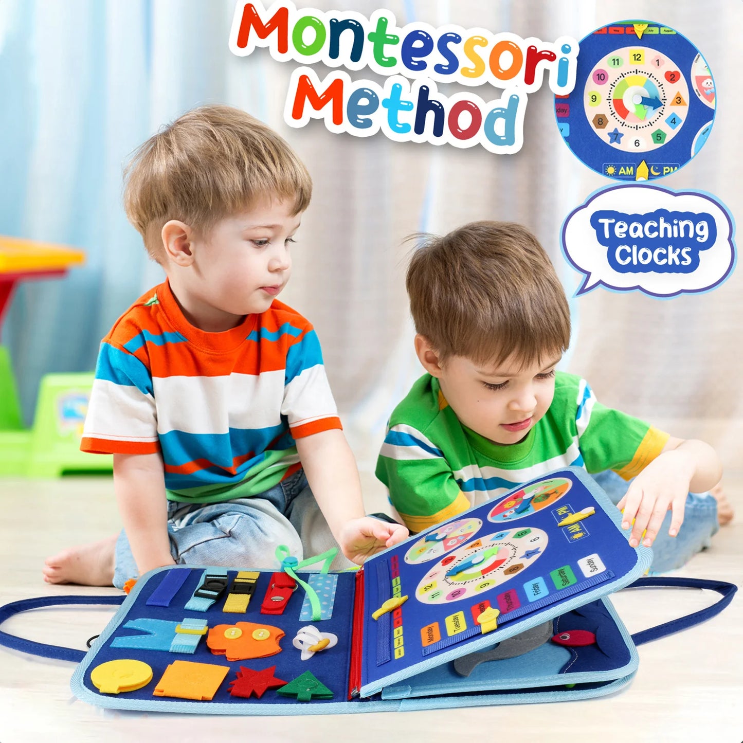 Busy Board Sensory Activity - Montessori Toys Airplane Travel Essentials Road Trip Games Quiet Book Birthday Gifts Learning Toy