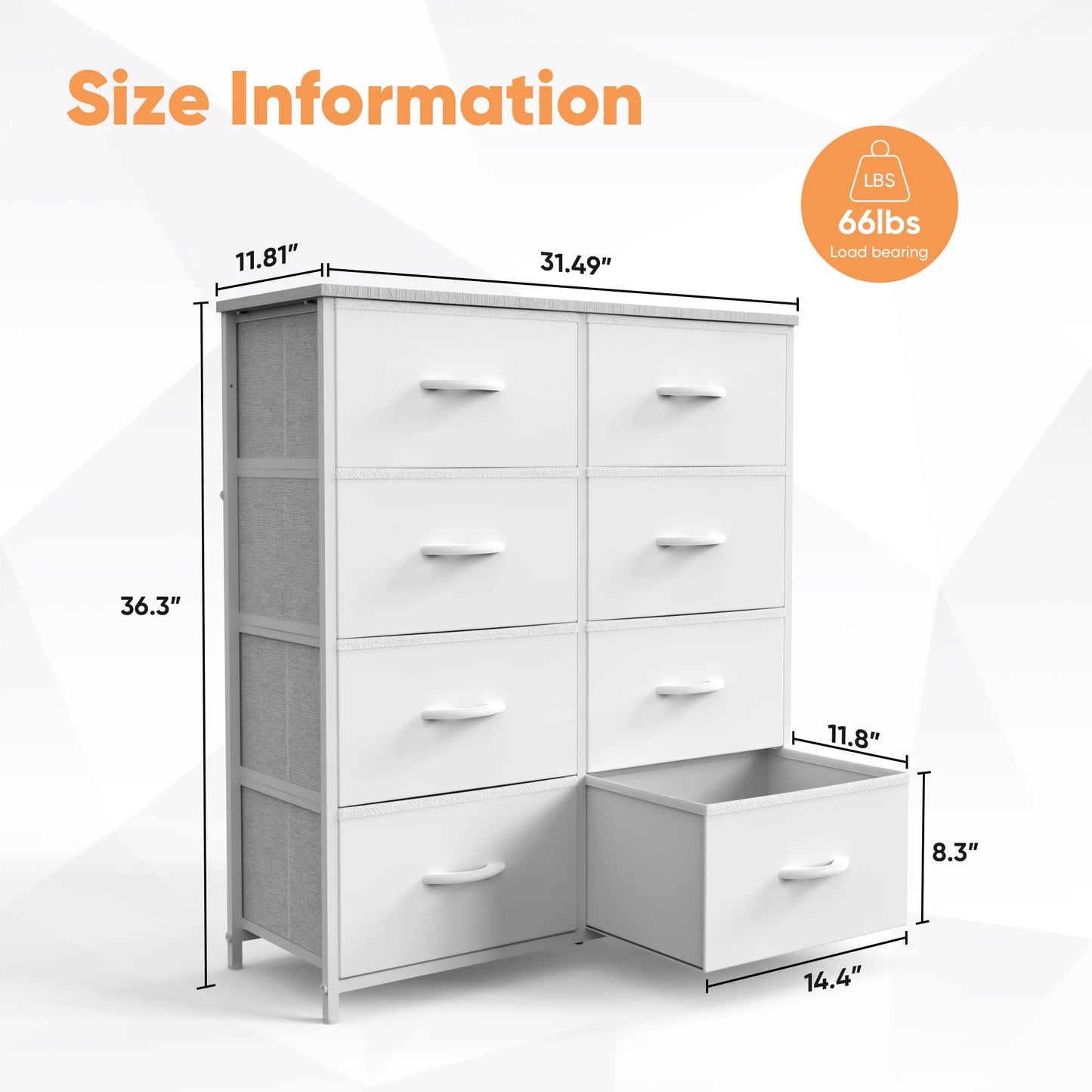 JHK Children's Bedroom Wardrobe With 8 Fabric Drawer Storage - Ky Ky Kiwi