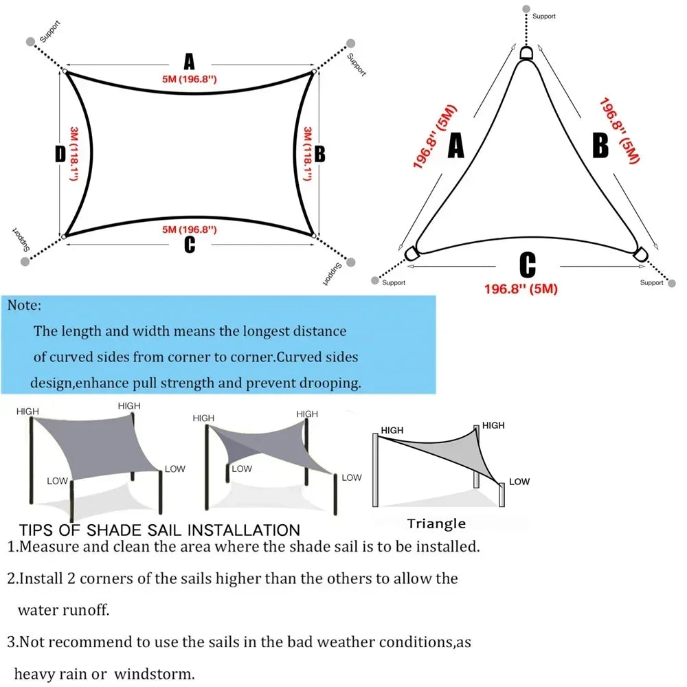 Waterproof Outdoor Sunshade Sail for Garden and Patio Protection - Ky Ky Kiwi
