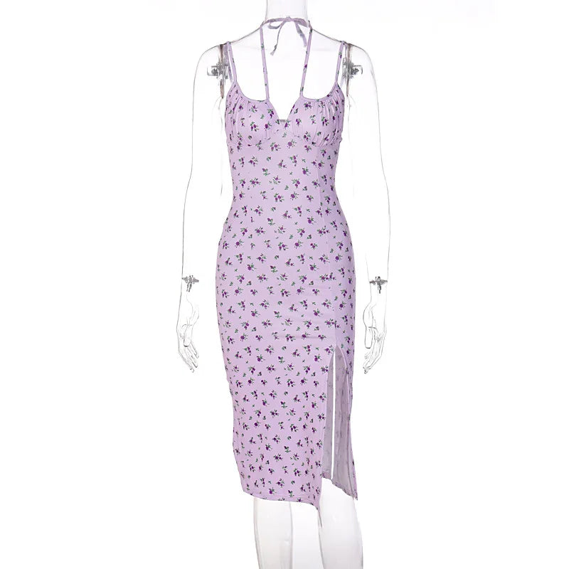 New Women Evening Party Dress Fashion Printing Sexy Dresses Ruched Elegant Floral Beach Vacation Bodycon Streetwear Long Dress