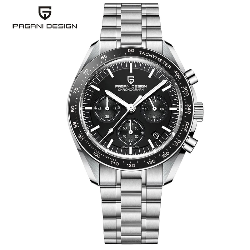 PAGANI DESIGN 2025 New Moon Men's Watches Luxury Quartz Watch For Men AR Sapphire Glass 100M Waterproof Wristwatch Chronograph