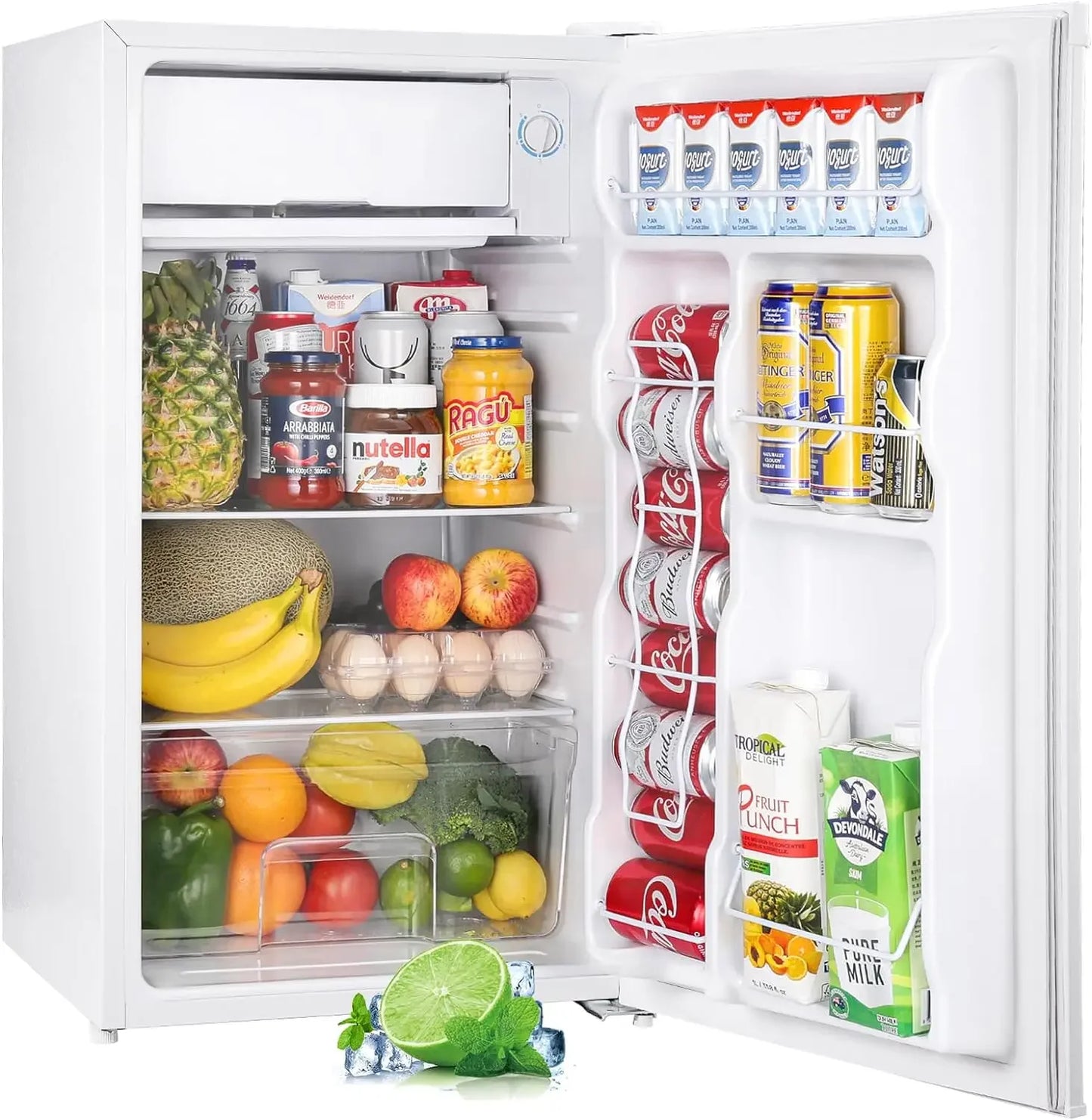 Upstreman 3.2 Cu.Ft Mini Fridge with Freezer, Single Door, Adjustable Thermostat, Refrigerator for Dorm, Office, Bedroom