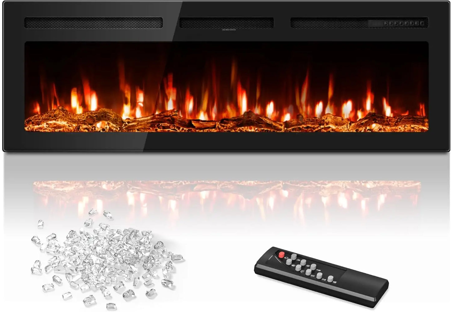 Electric Fireplace Wall Mounted with Remote Control and Heater - Ky Ky Kiwi
