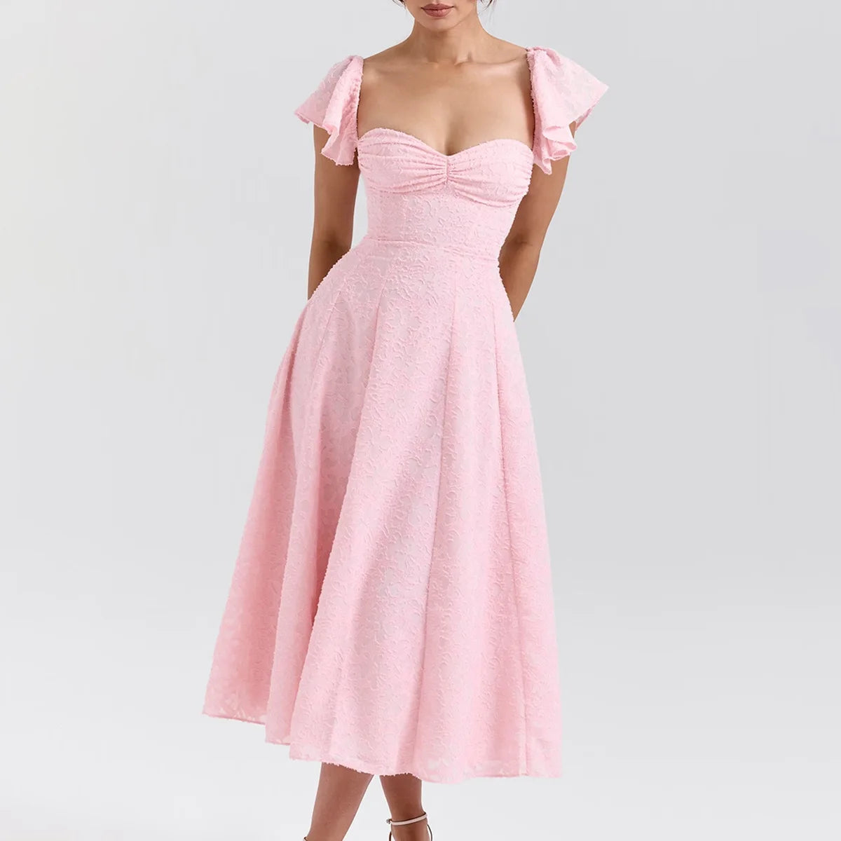 Avrilyaan Short Puff Sleeves Off Shoulder Backless Sexy Dress Women 2025 Elegant Party Dress Jacquard Long Summer Dress Vestidos