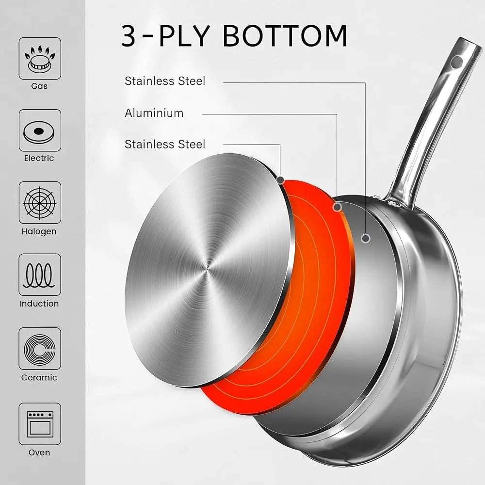 15-Piece Stainl Steel Pots And Pan Set, Kitchen Cookware Set Lude Steamer, Frying Basket And Utensil Sets, Non Toxic,