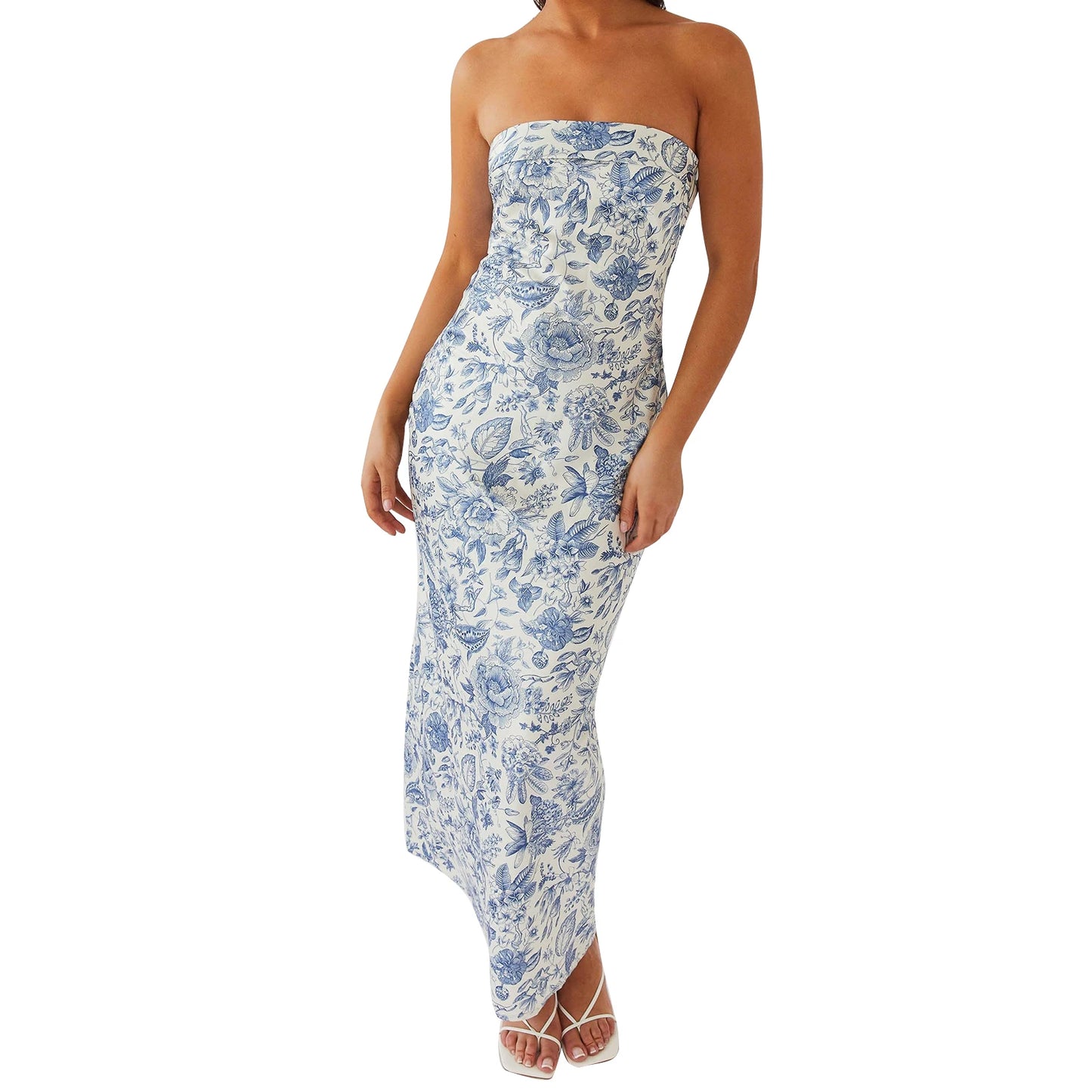 Elegant Off-Shoulder Maxi Dress with Vibrant Floral Pattern and Sleeveless Design Perfect for Summer Events and Parties