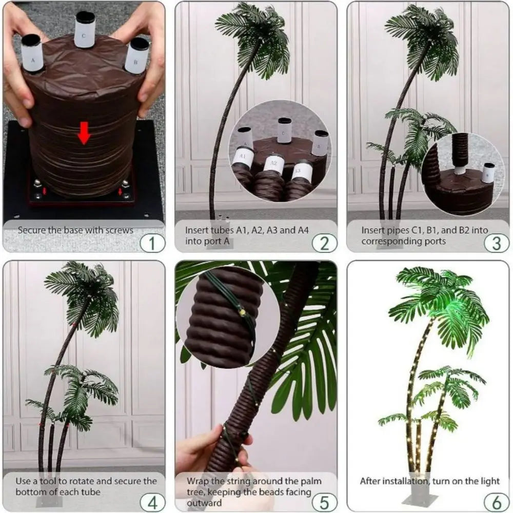 Solar Lighted Artificial Palm Tree for Tiki Bar Decor - Ky Ky Kiwi