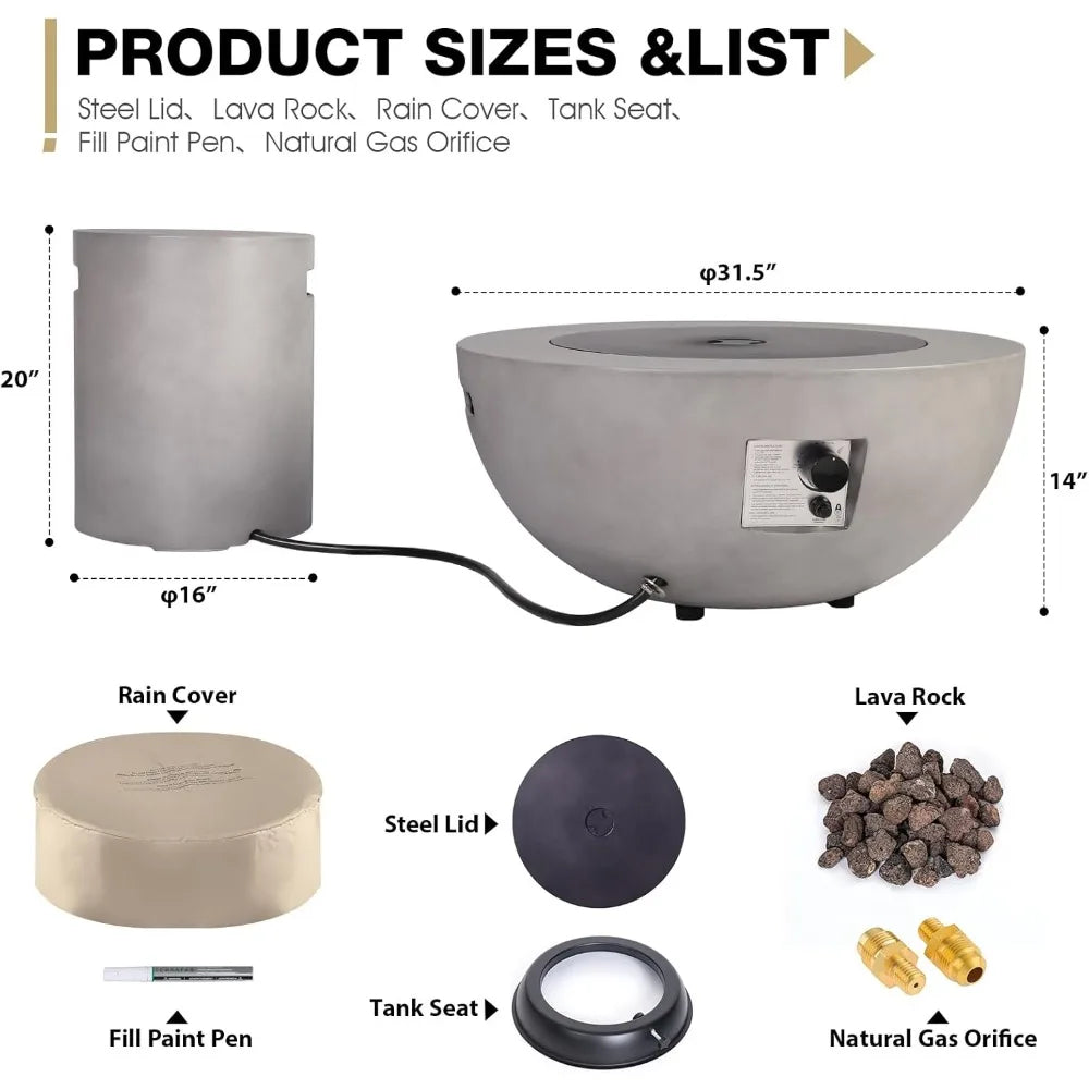 2-Piece Outdoor Propane Fire Pit Table Set with Tank Cover - Ky Ky Kiwi