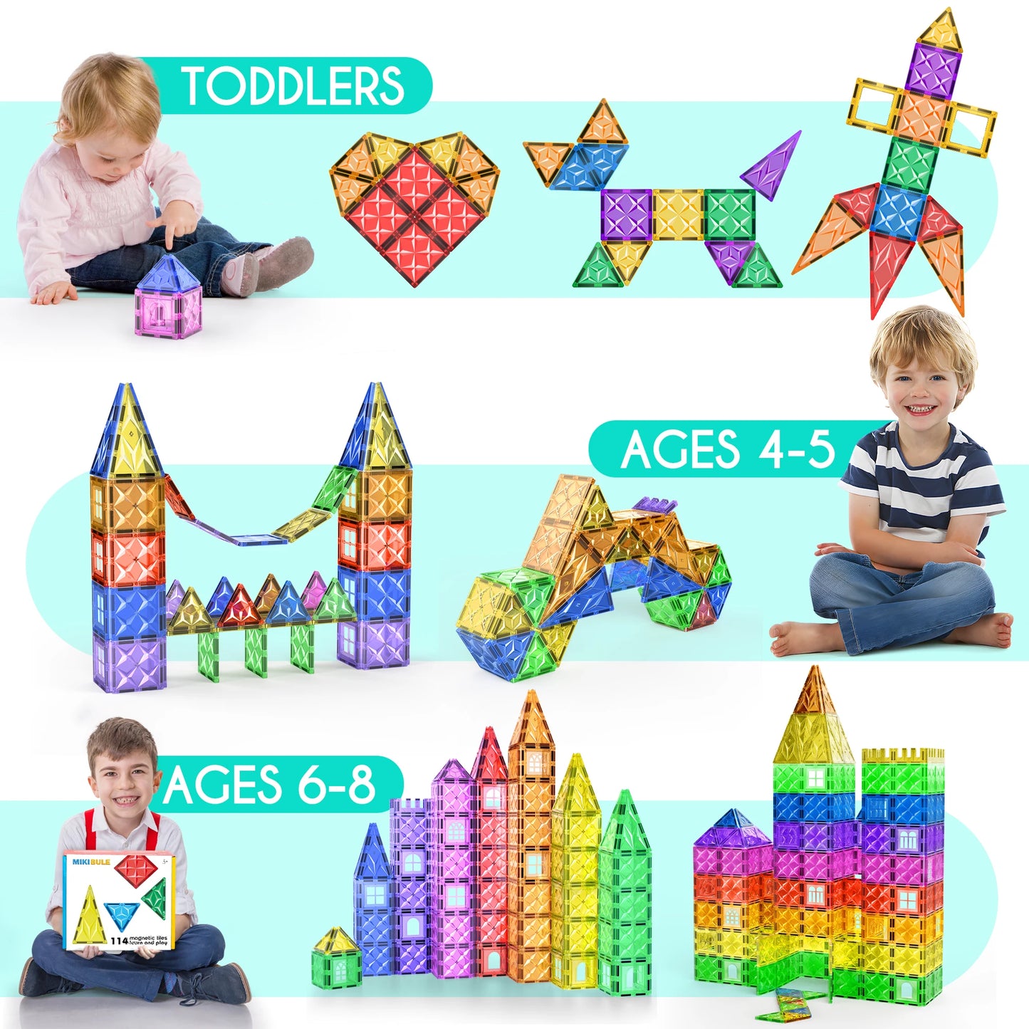 EDUCIRO Magnetic Building Blocks Construction Set Building Puzzle Tiles Educational Game Children Montessori Toys Gifts