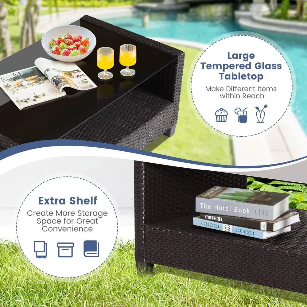Outdoor PE Rattan Patio Furniture Set with Coffee Table - Ky Ky Kiwi