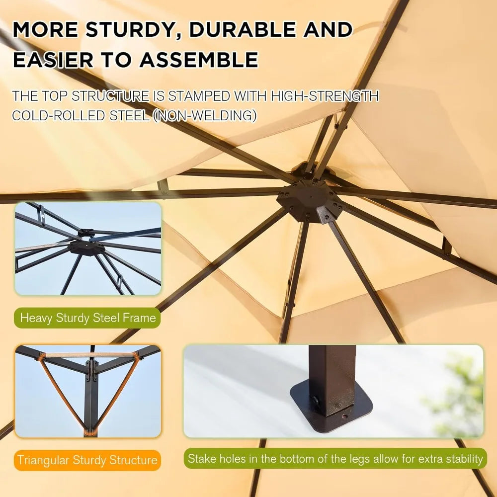 Outdoor Patio Gazebo with Mosquito Netting and Sturdy Frame - Ky Ky Kiwi