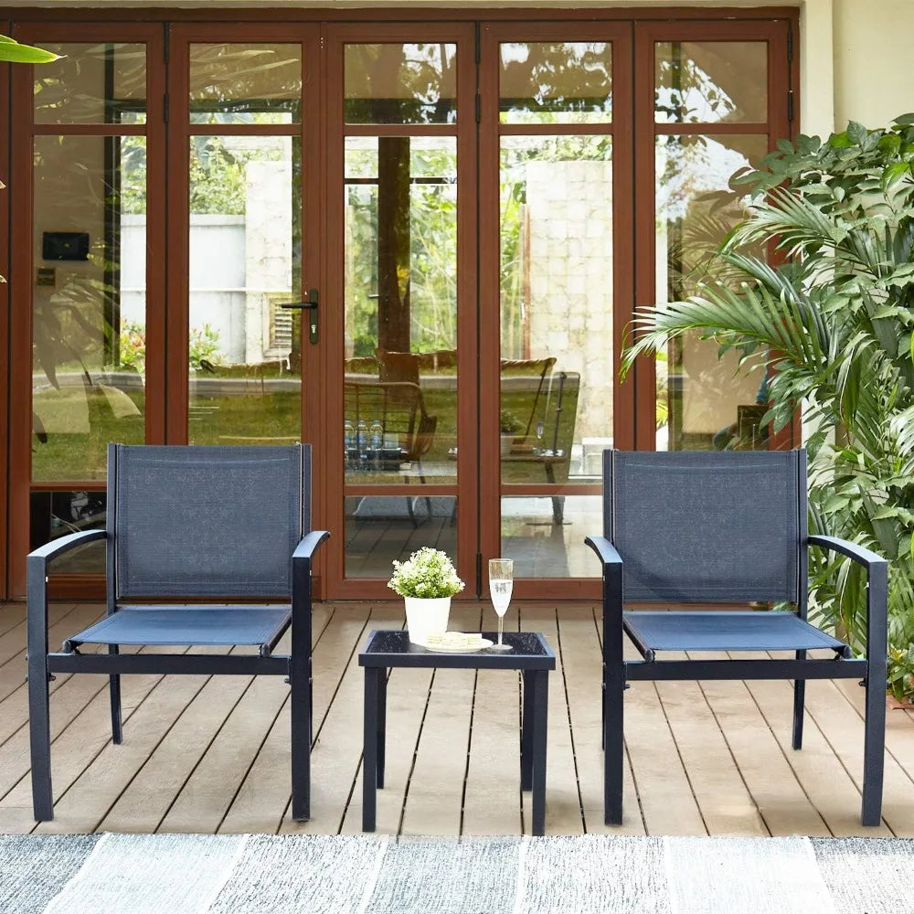 Modern Outdoor Patio Conversation Bistro Set with Coffee Table - Ky Ky Kiwi